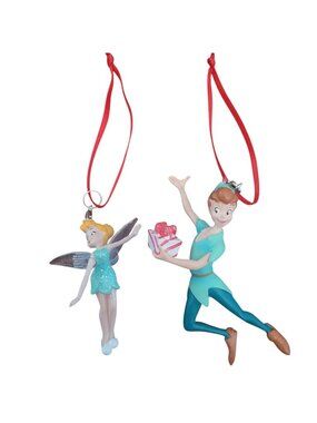 Disney Tinkerbell Peter Pan Ornaments Agua Glitter Dress Flying